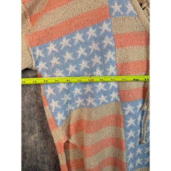 POL Clothing Americana Knit Tie Front Flag Hoodie - Large Style BST334 - Picture 8 of 9